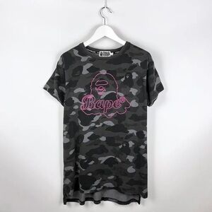 Bape Gray Camouflage Tee with Pink Accents